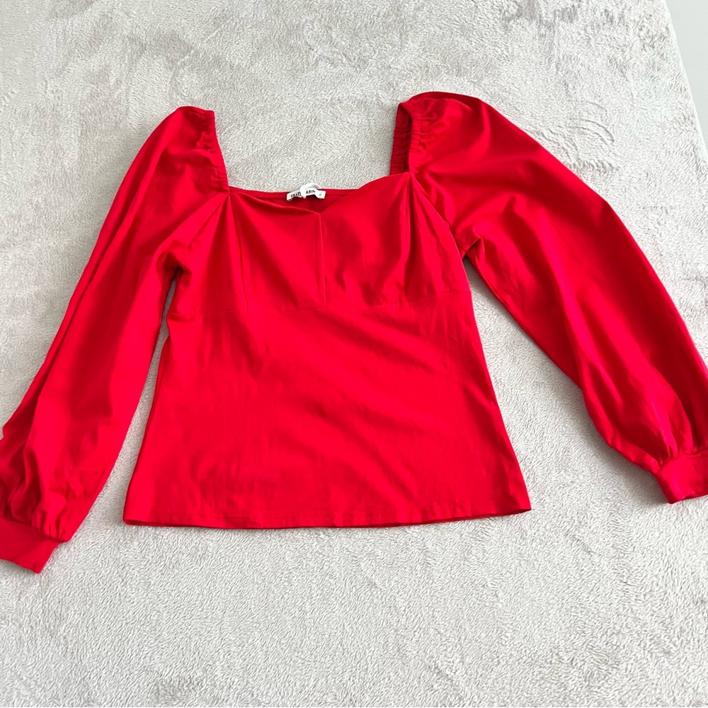 Grace Karin Red Long Sleeve Blouse